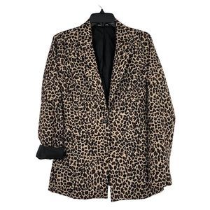 Womens Leopard Size M Blazer Jacket Vintage Windsor Cuffable Satin 2416